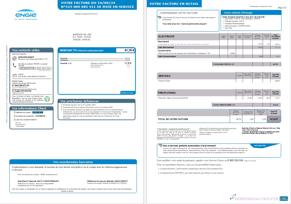 Download UNITED KINGDOM ENGIE business utility bill Word and PDF template 1 2 Photoshop template
